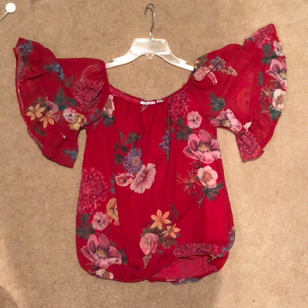 Floral off the shoulder shirt